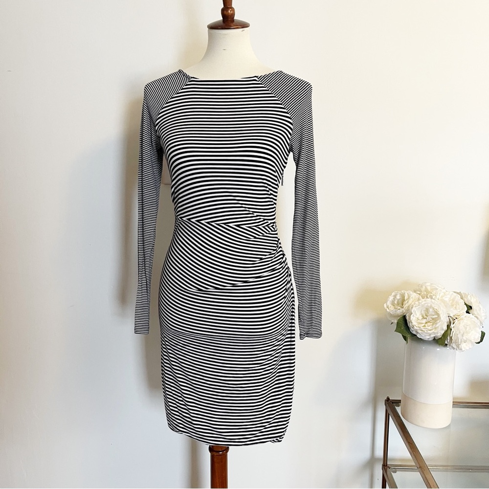 Banana Republic striped stretch fitted dress long sleeve size XS